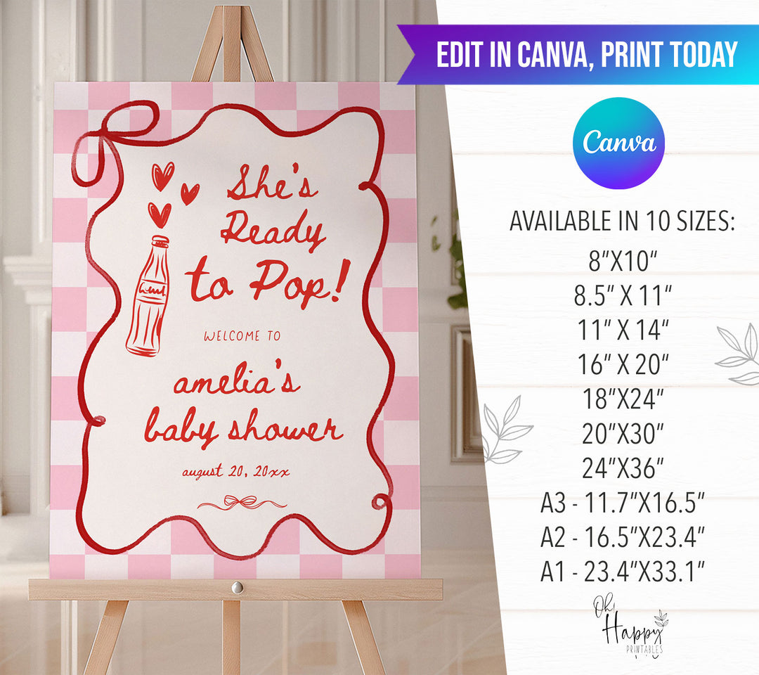 Pink Retro Ready To Pop Welcome Sign