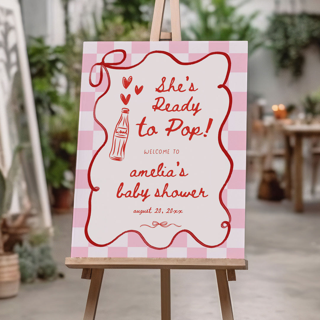 Pink Retro Ready To Pop Welcome Sign