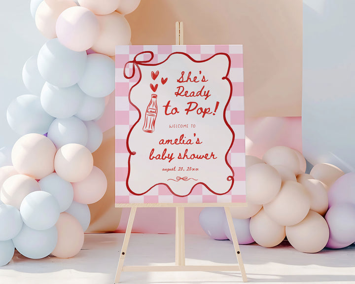 Pink Retro Ready To Pop Welcome Sign