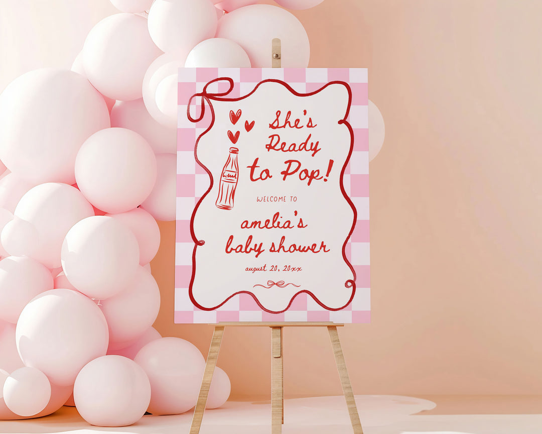 Pink Retro Ready To Pop Welcome Sign