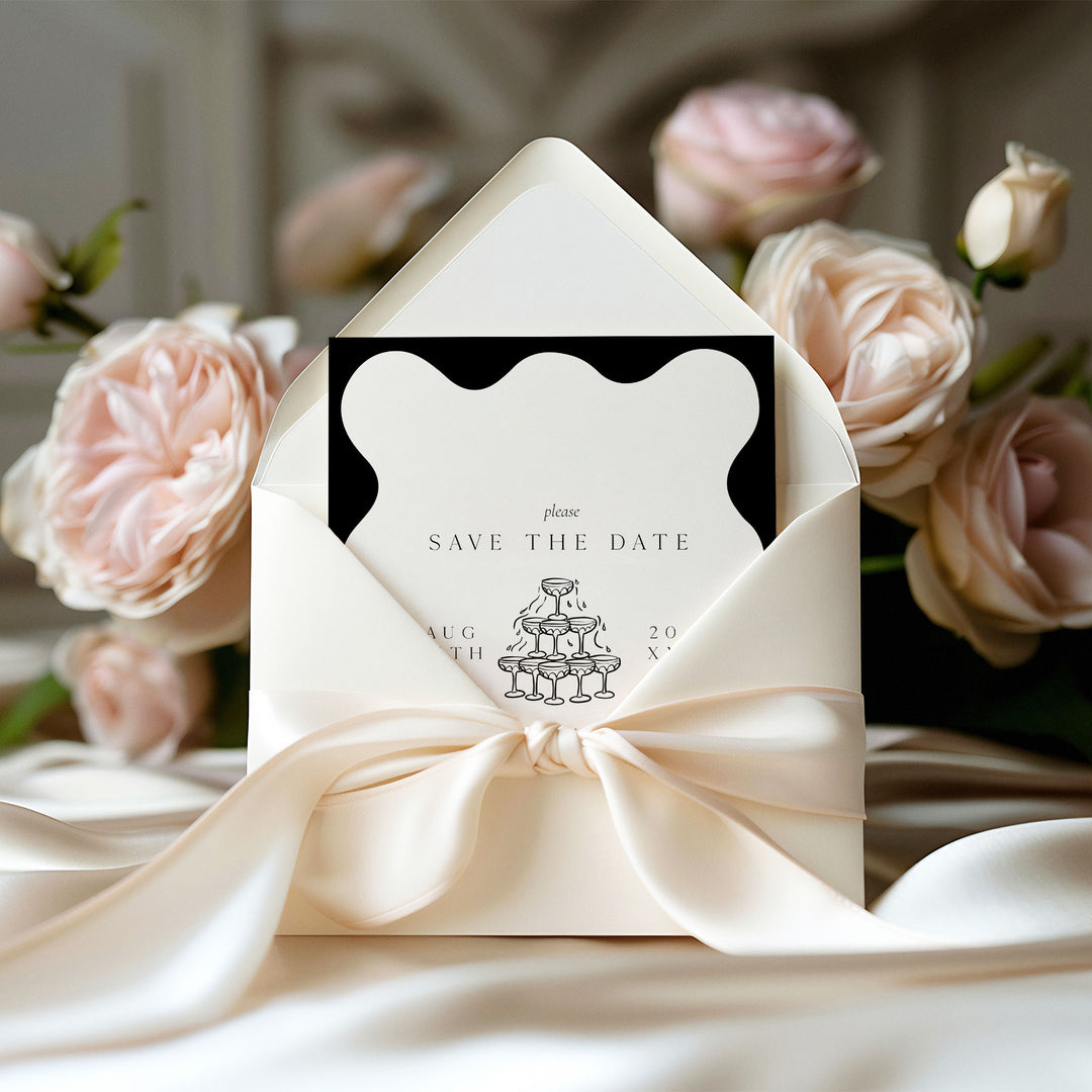 Black Elegant Save The Date