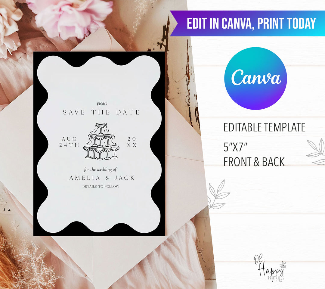 Black Elegant Save The Date