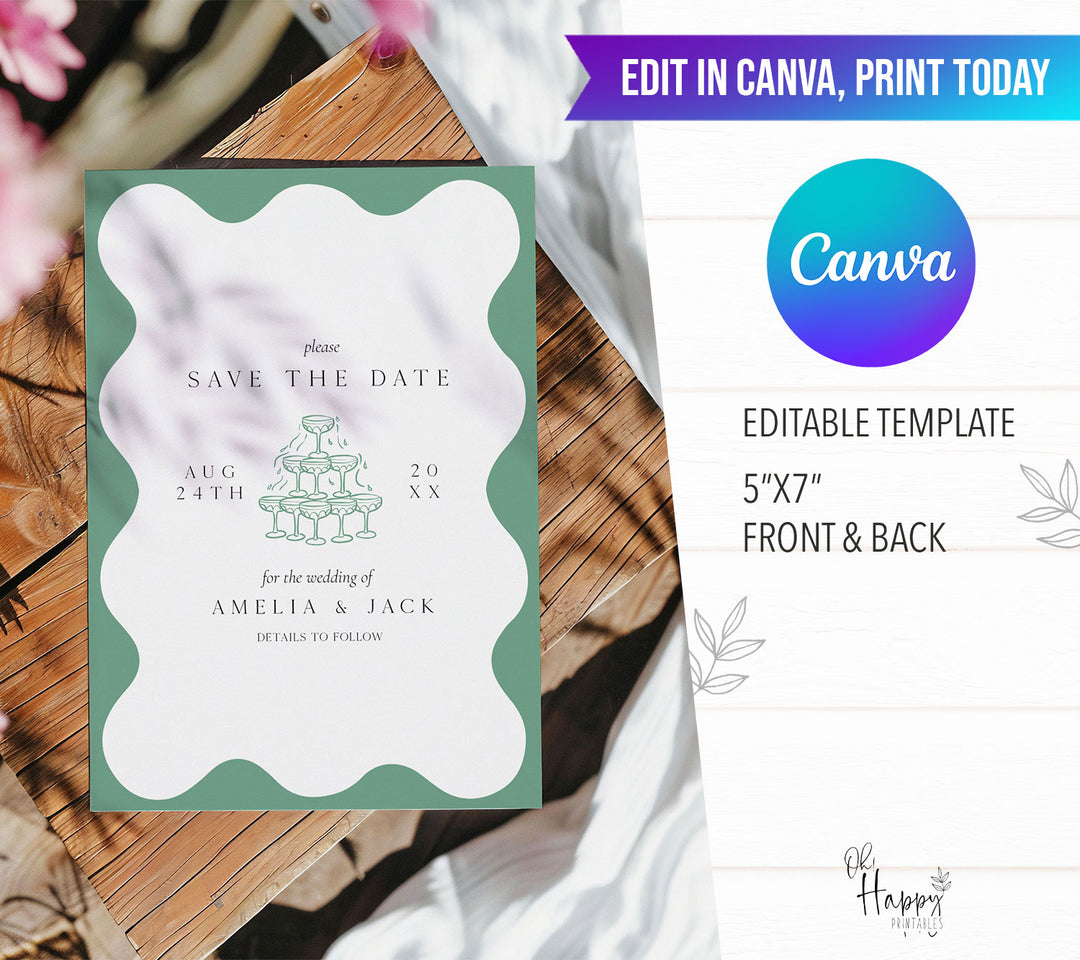 Sage Green Elegant Save The Date