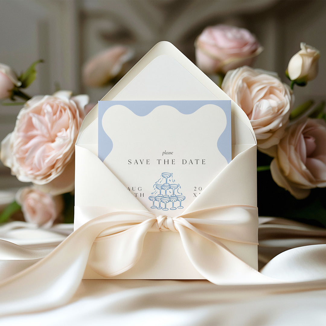 Pale Blue Elegant Save The Date