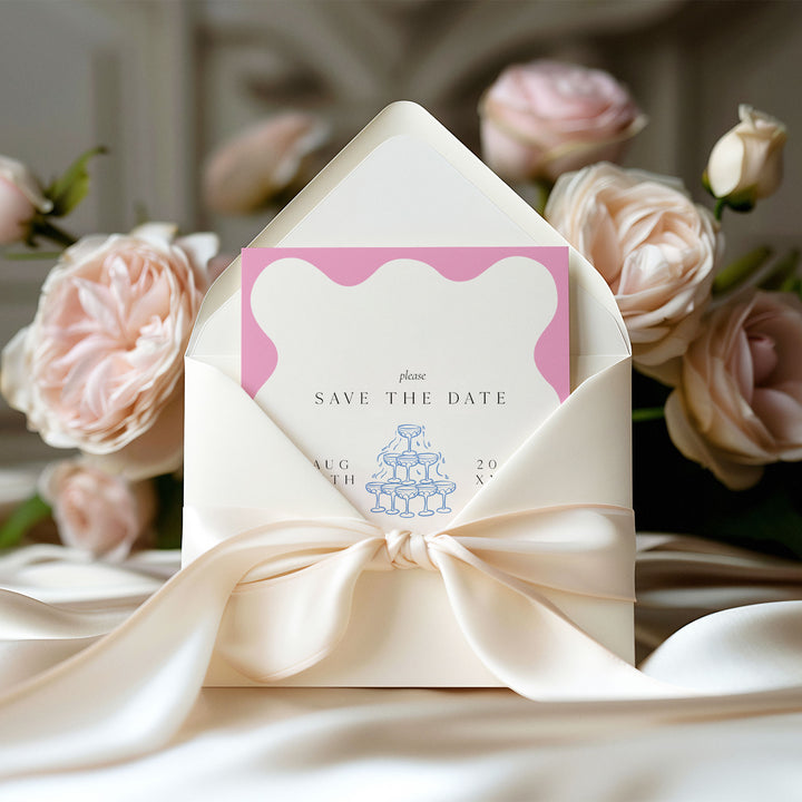 Pink Blue Elegant Save The Date