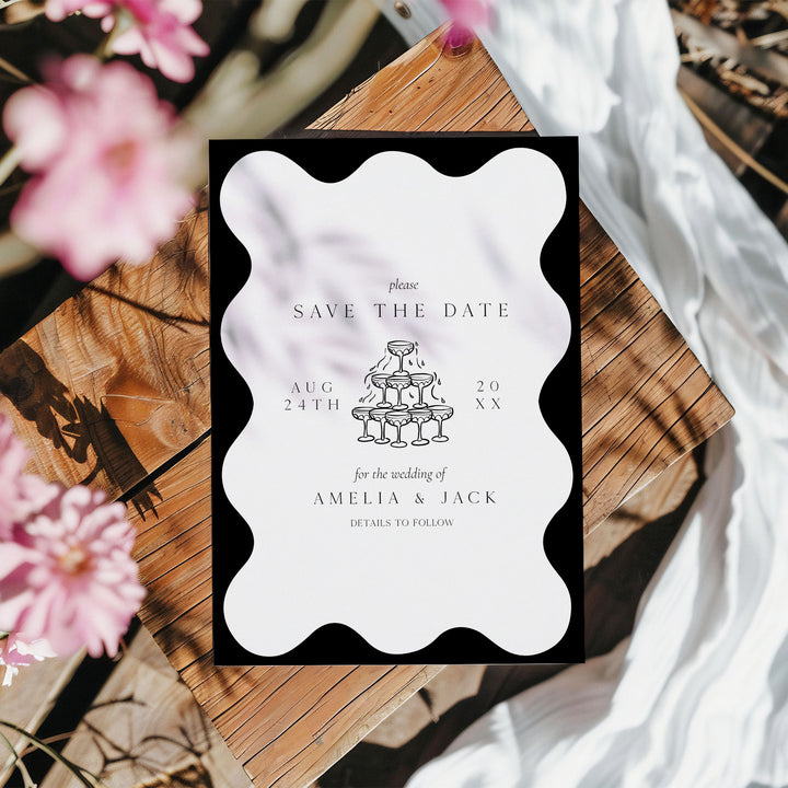 Black Elegant Save The Date