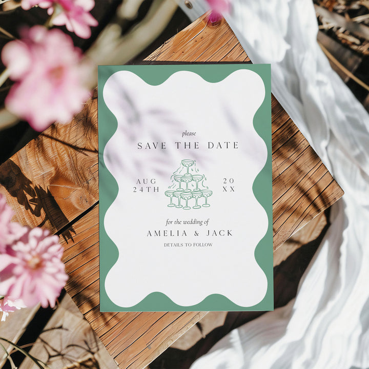 Sage Green Elegant Save The Date