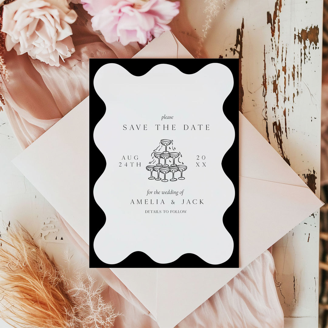 Black Elegant Save The Date