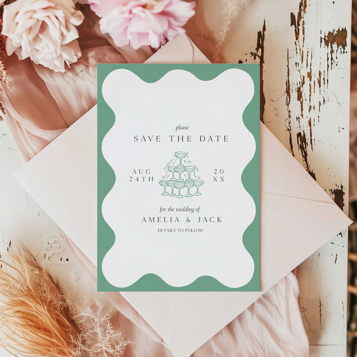 Sage Green Elegant Save The Date