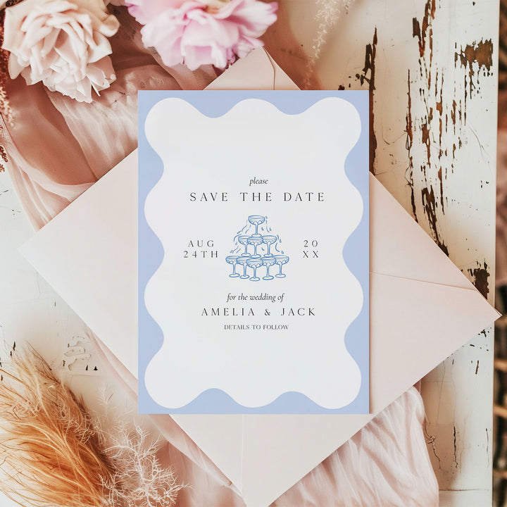 Pale Blue Elegant Save The Date