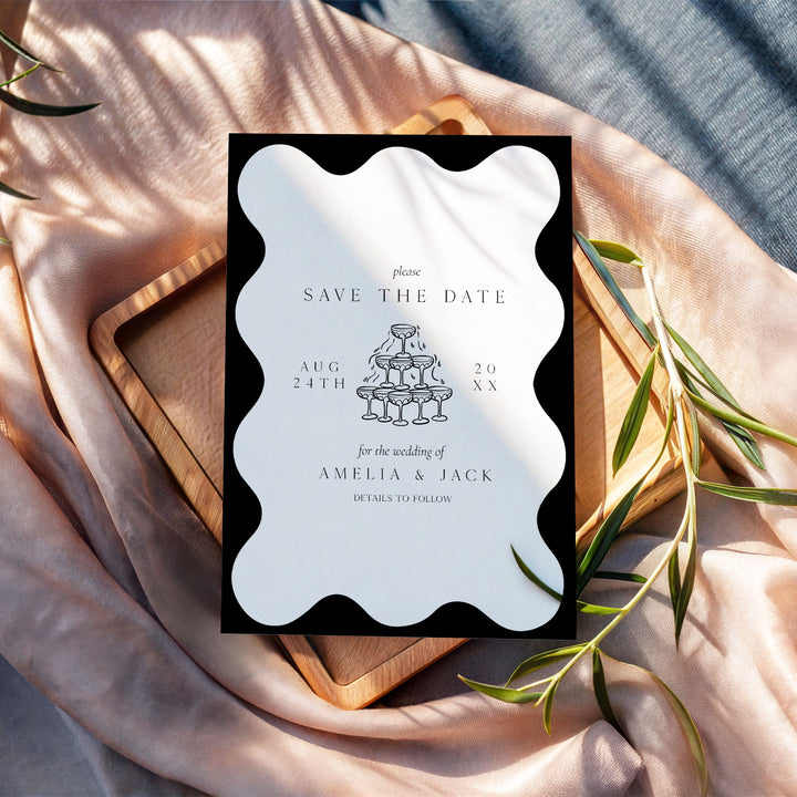 Black Elegant Save The Date