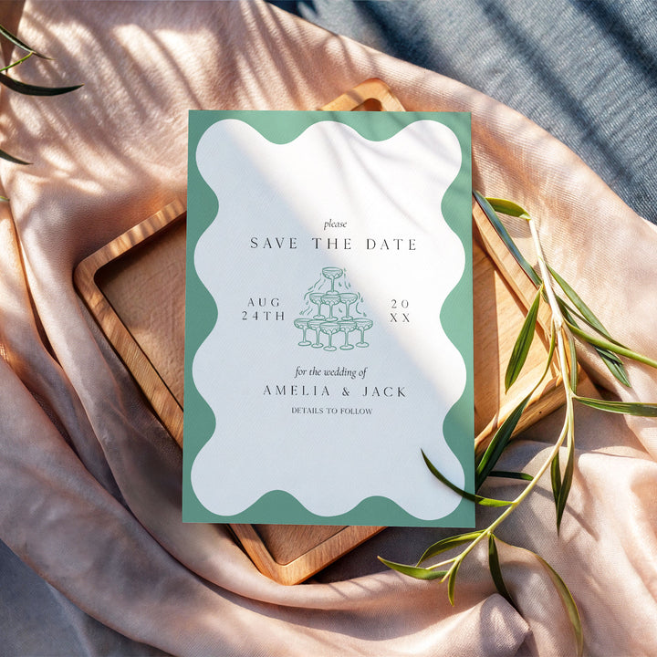 Sage Green Elegant Save The Date