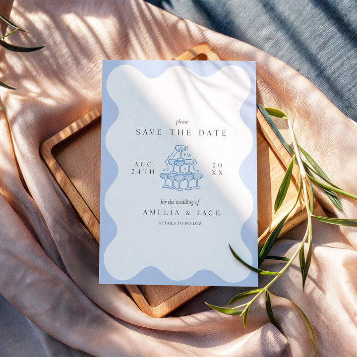 Pale Blue Elegant Save The Date
