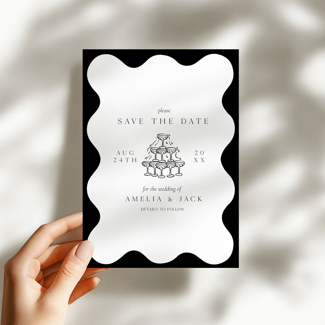 Black Elegant Save The Date