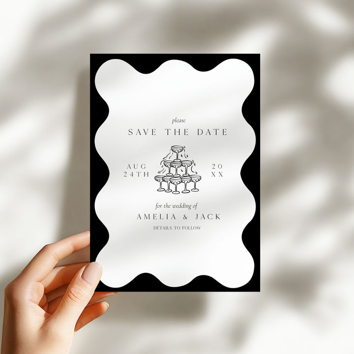 Black Elegant Save The Date