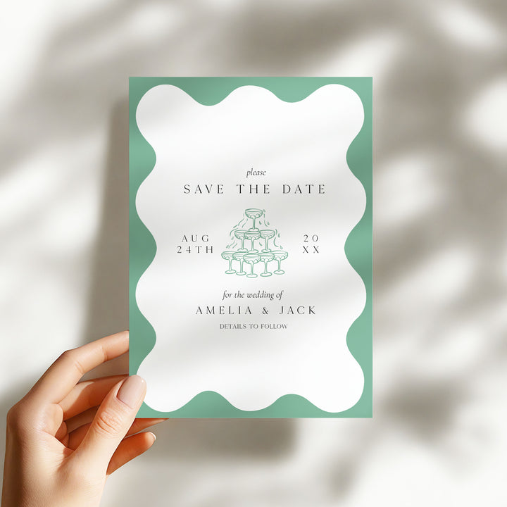 Sage Green Elegant Save The Date