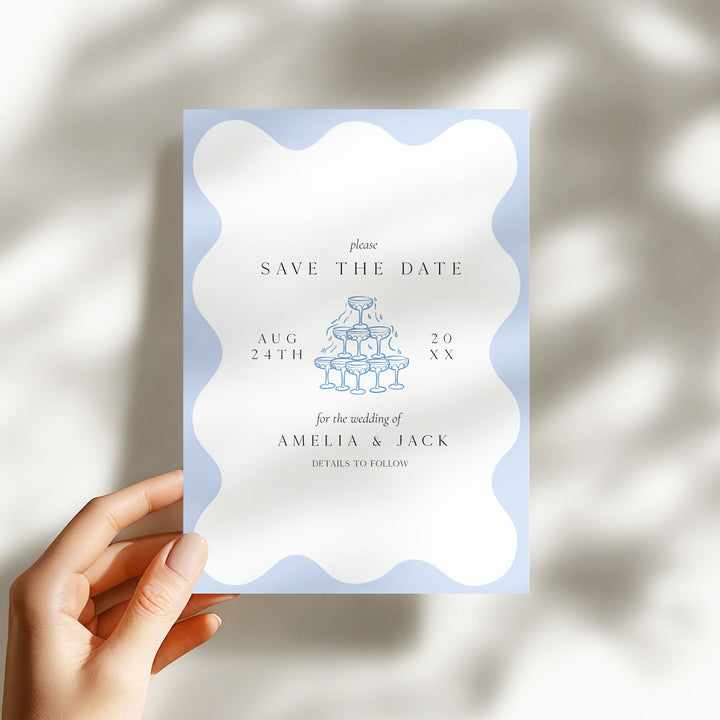 Pale Blue Elegant Save The Date