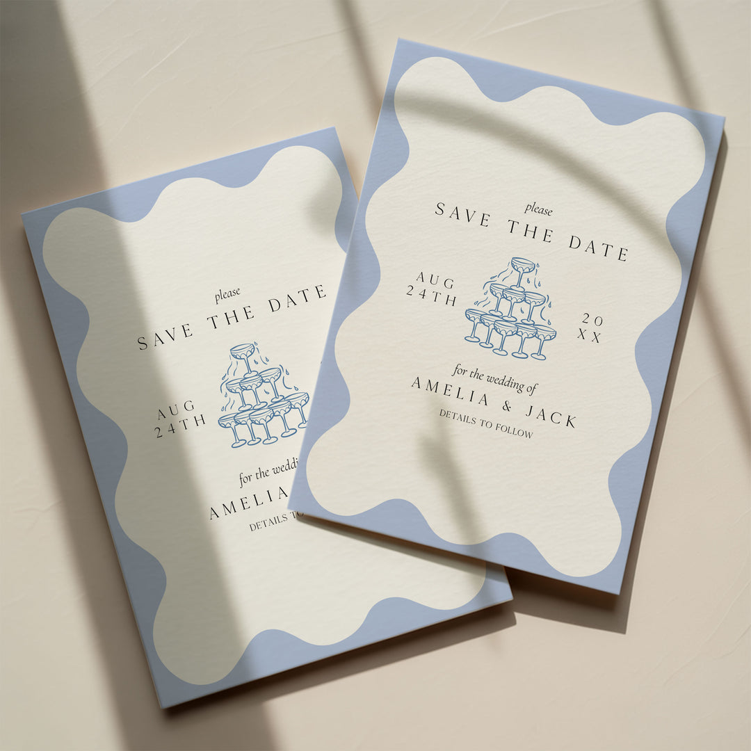 Pale Blue Elegant Save The Date