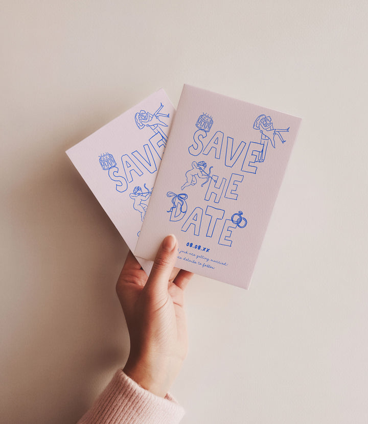 Blue Hand Drawn Style Save The Date