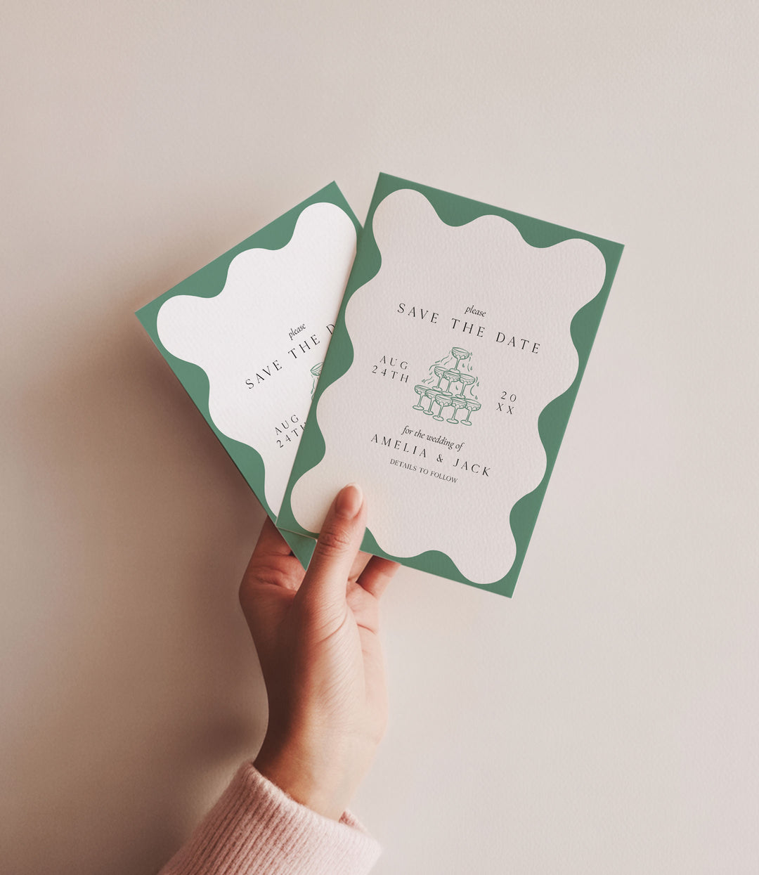 Sage Green Elegant Save The Date