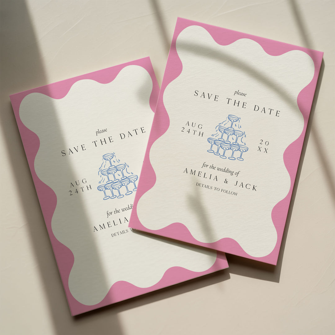 Pink Blue Elegant Save The Date