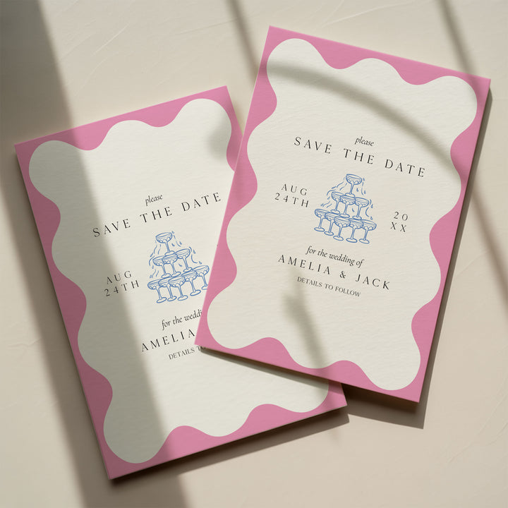 Pink Blue Elegant Save The Date