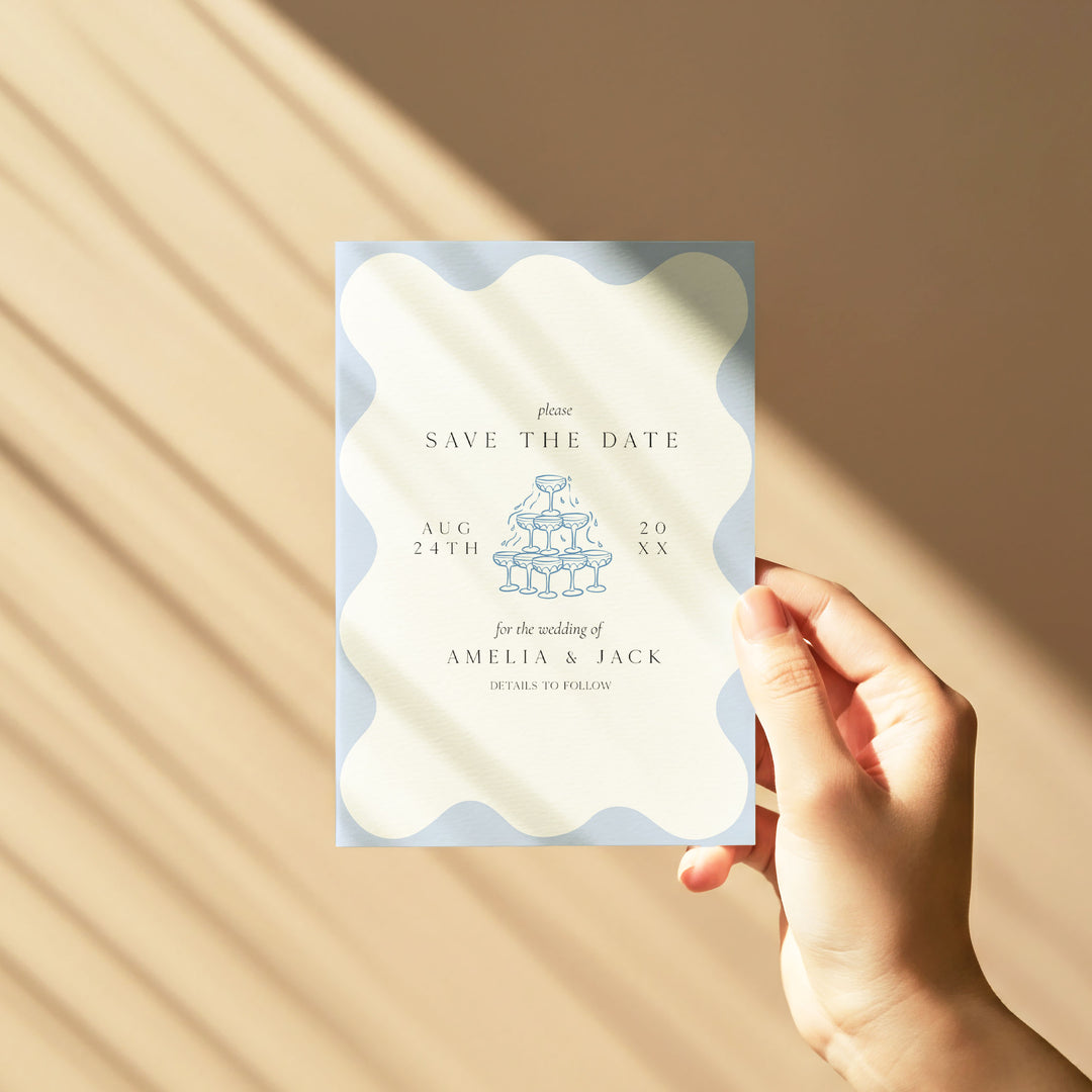 Pale Blue Elegant Save The Date
