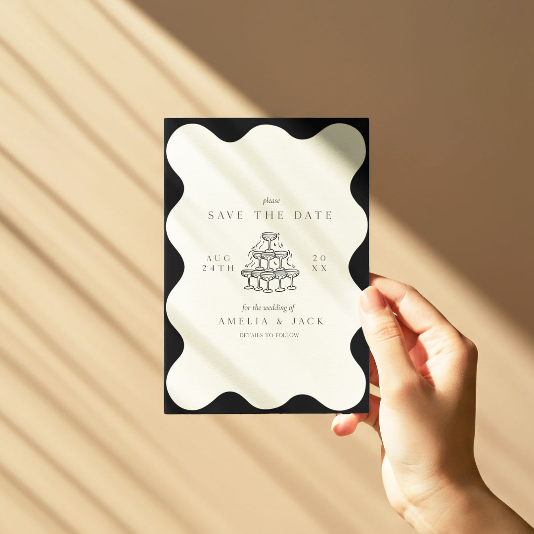 Black Elegant Save The Date