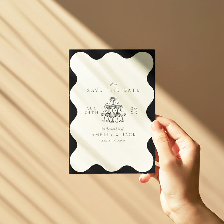 Black Elegant Save The Date