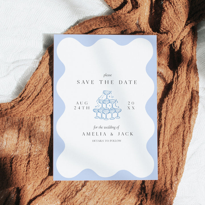 Pale Blue Elegant Save The Date