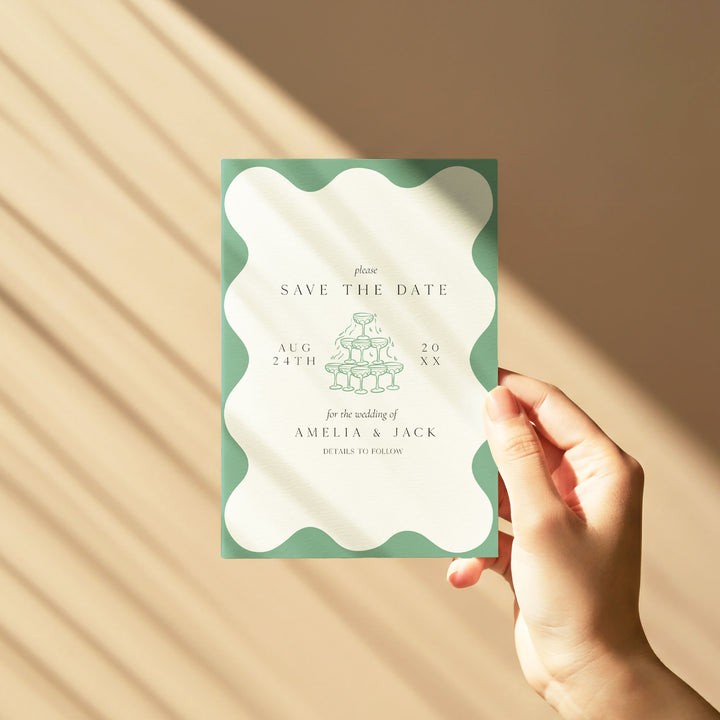 Sage Green Elegant Save The Date