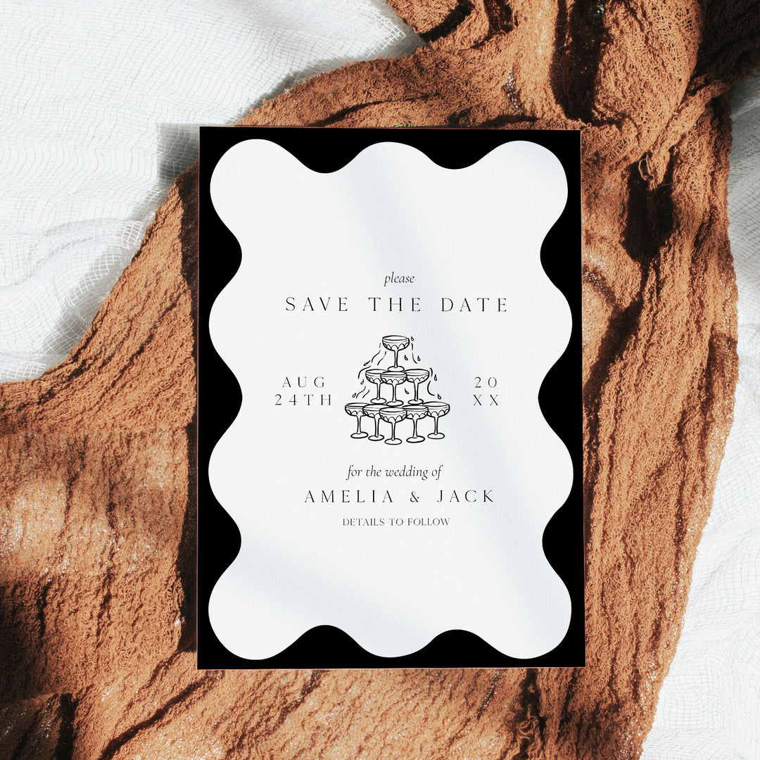 Black Elegant Save The Date