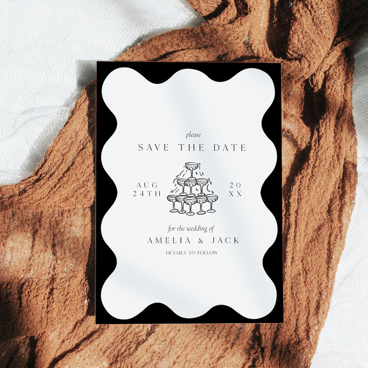 Black Elegant Save The Date