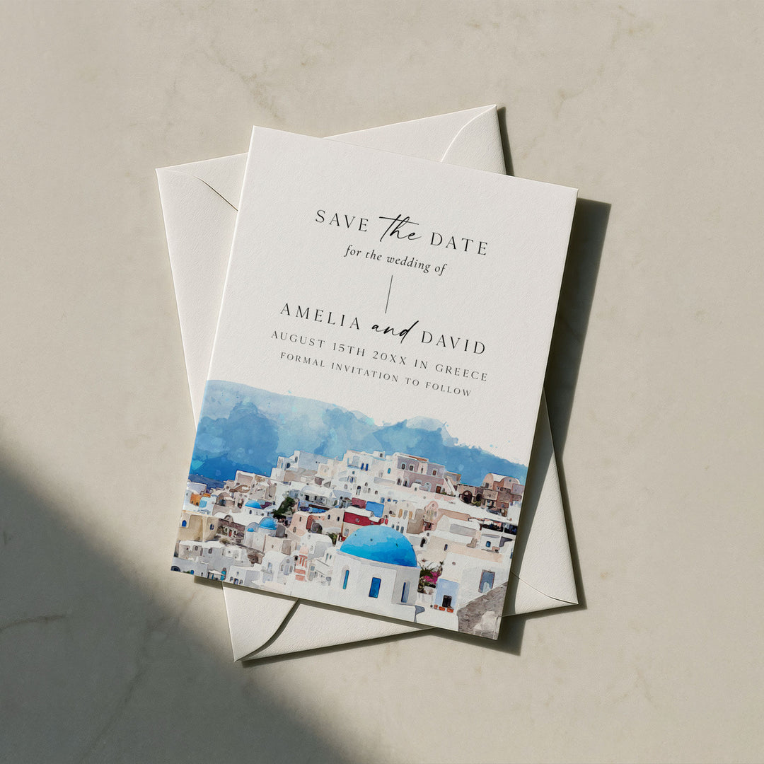 Santorini Destination Save The Date