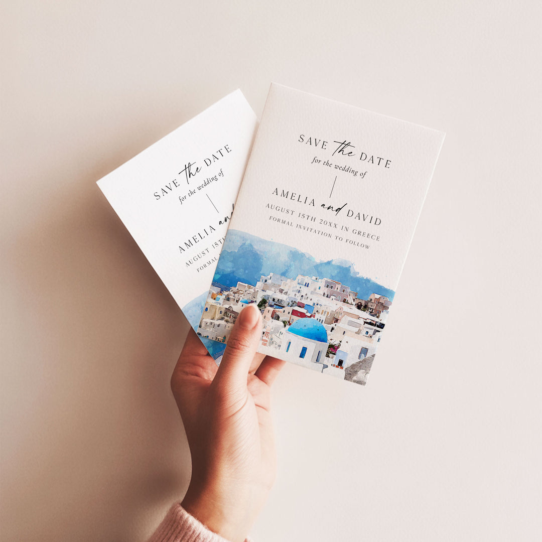 Santorini Destination Save The Date