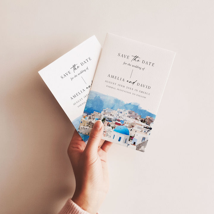 Santorini Destination Save The Date