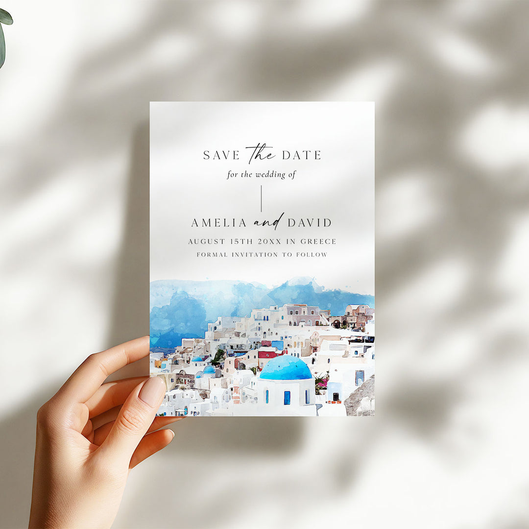 Santorini Destination Save The Date