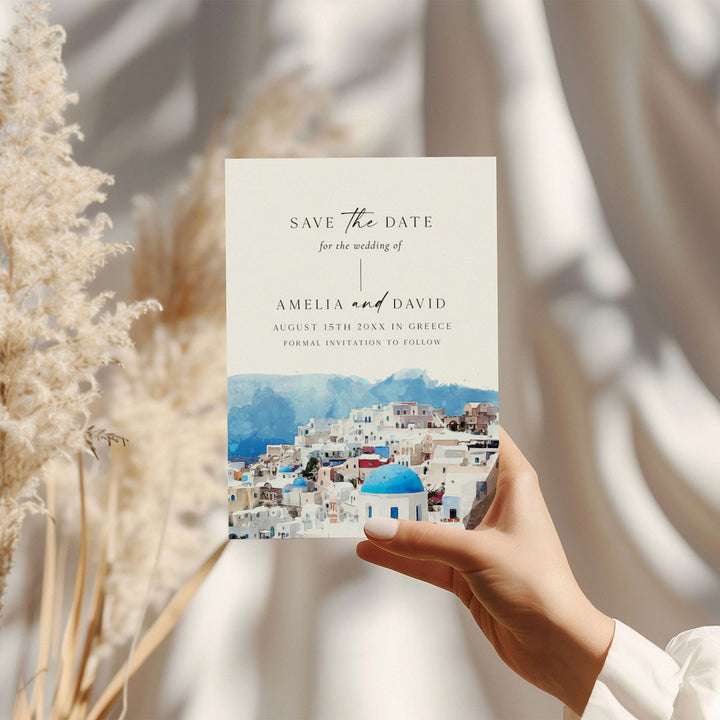 Santorini Destination Save The Date