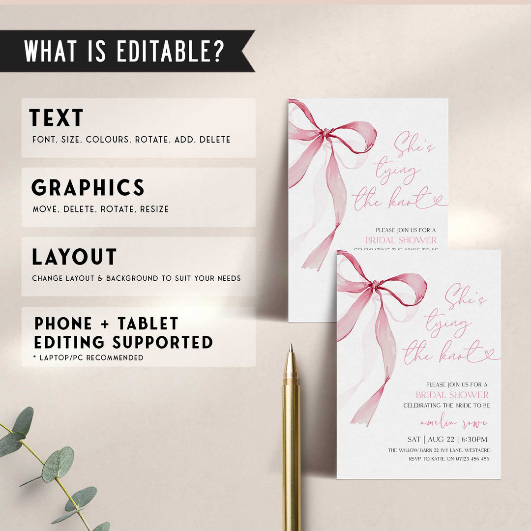 She's Tying the Knot Bridal Shower Invitation