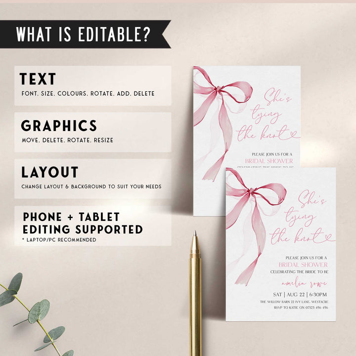 She's Tying the Knot Bridal Shower Invitation