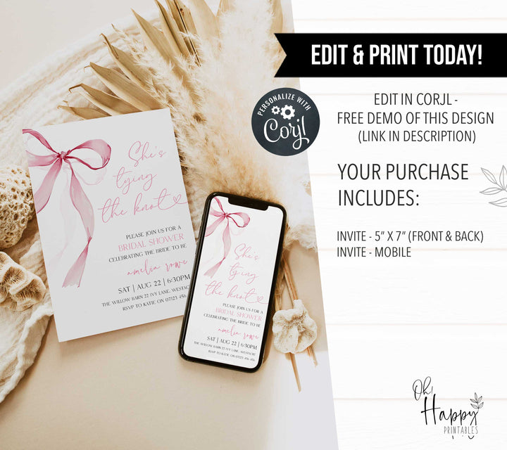 She's Tying the Knot Bridal Shower Invitation