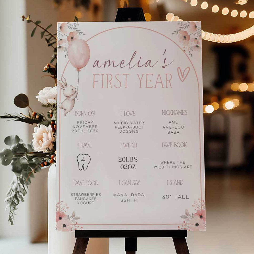 Some Bunny Is One First Year Stats editable template