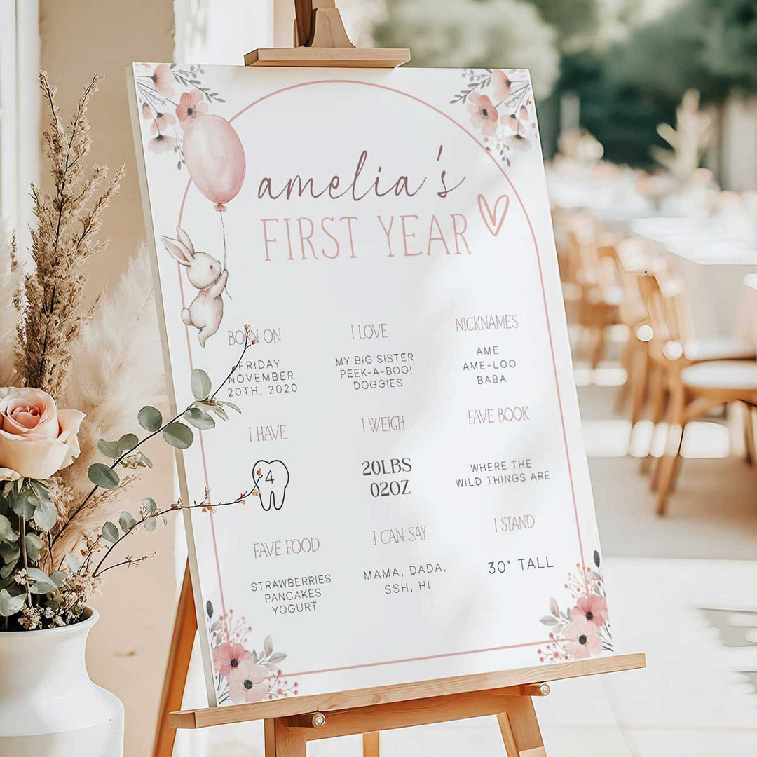 Some Bunny Is One First Year Stats editable template