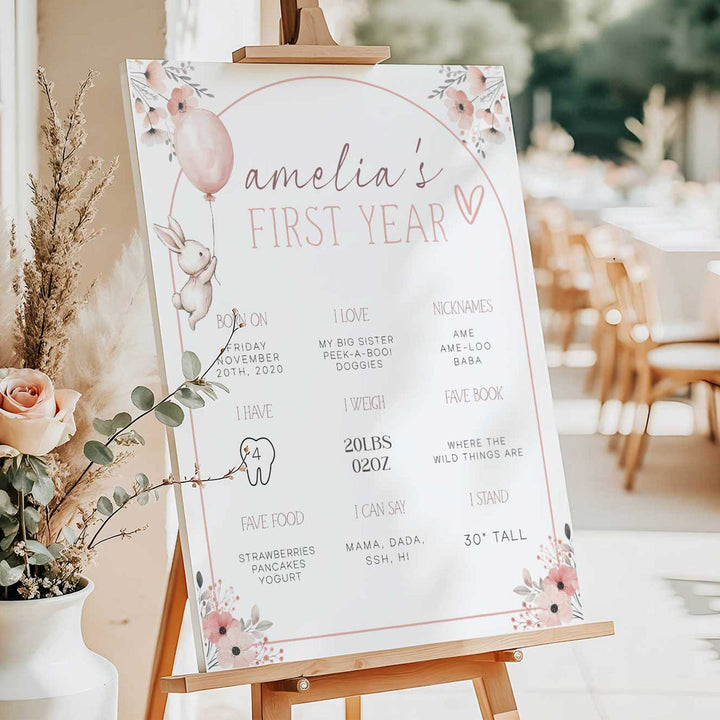 Some Bunny Is One First Year Stats editable template