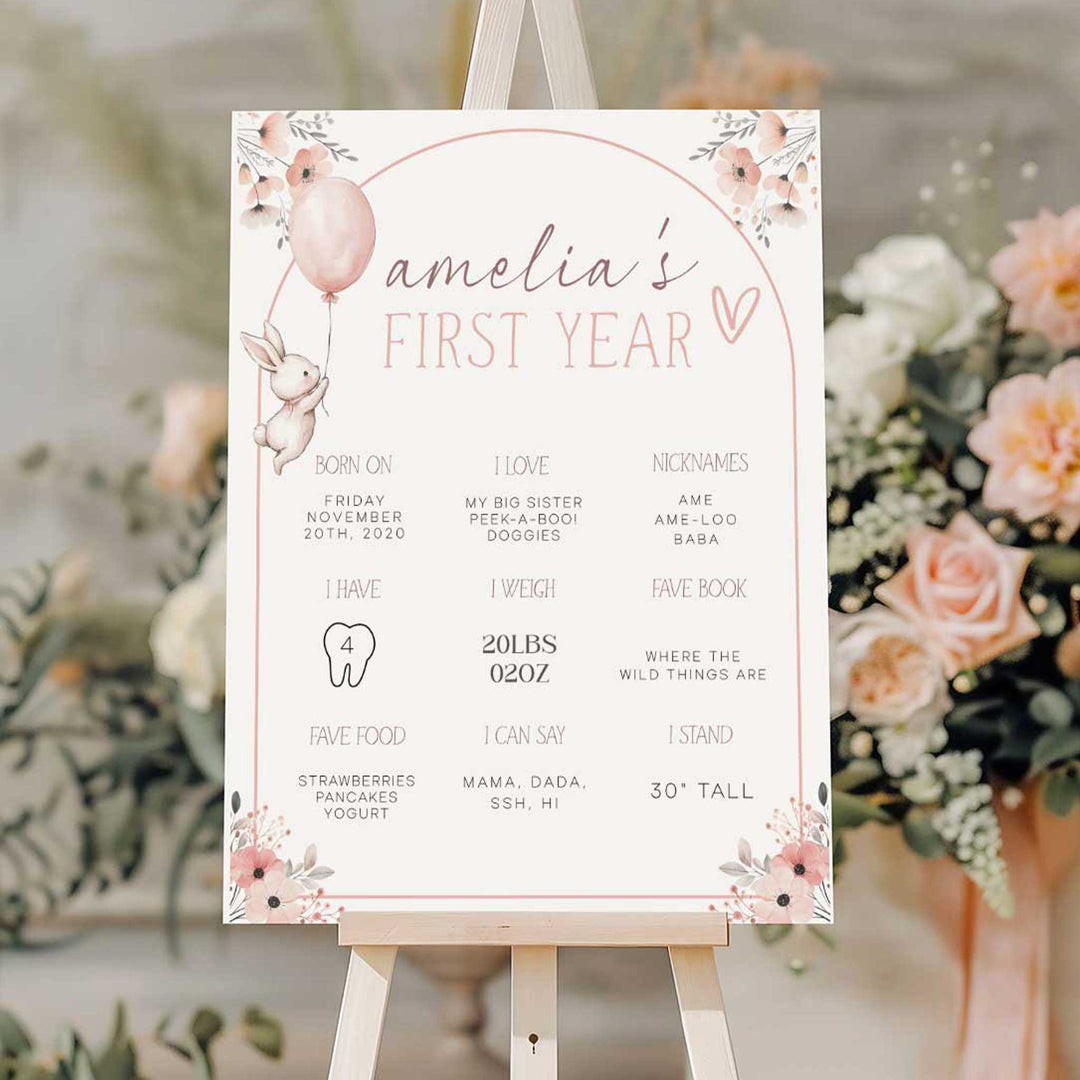 Some Bunny Is One First Year Stats editable template