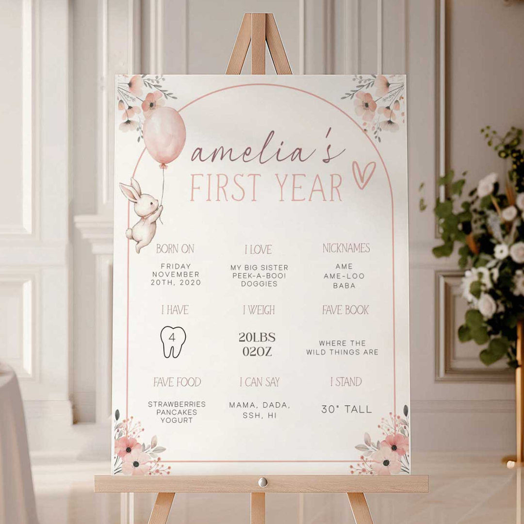 Some Bunny Is One First Year Stats editable template