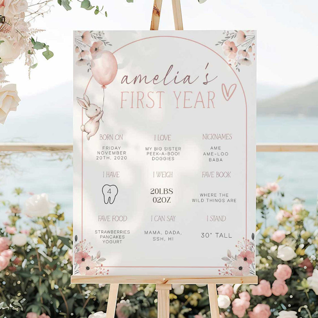 Some Bunny Is One First Year Stats editable template