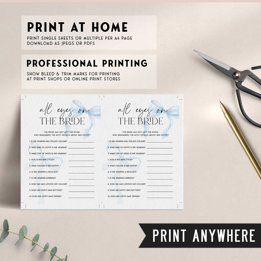 100 Editable Something Blue Bridal Games