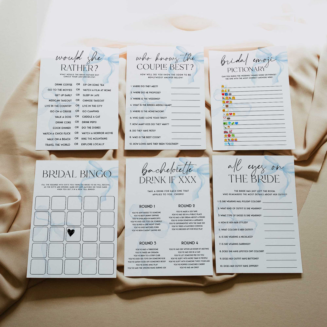 100 Editable Something Blue Bridal Games