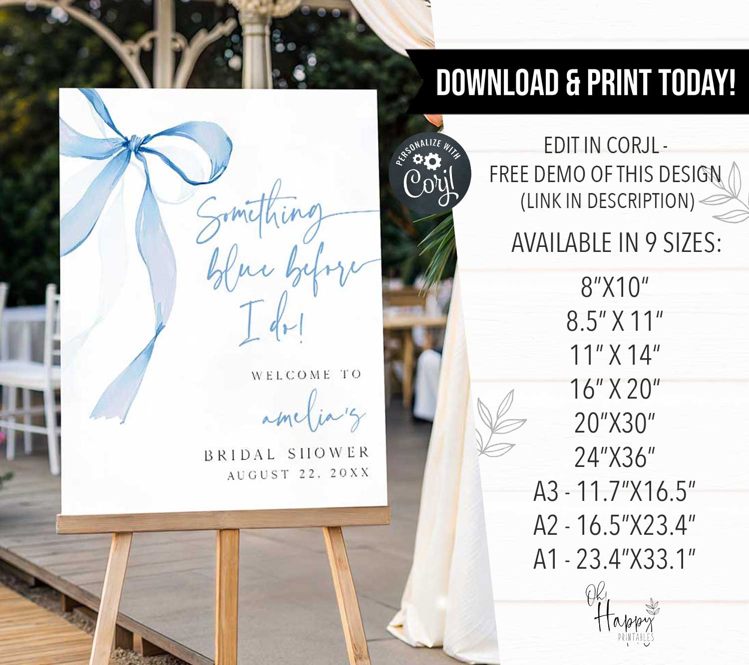 Something Blue Before I Do Welcome Sign – OhHappyPrintables